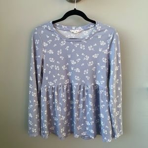 Pink Rose babydoll long sleeve top.